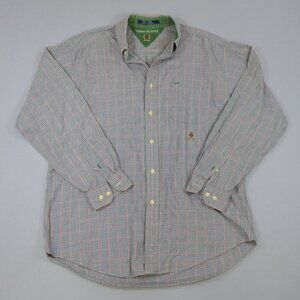 🧢 Tommy Hilfiger Crest Logo Plaid Button Down Shirt Men’s L Preppy